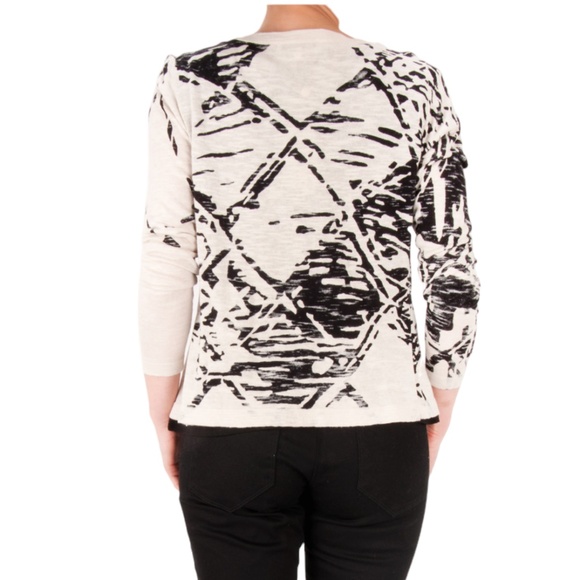 Sandwich Beige Black Round Neck Button Front Lightweight Cardigan Size XS - Picture 4 of 12